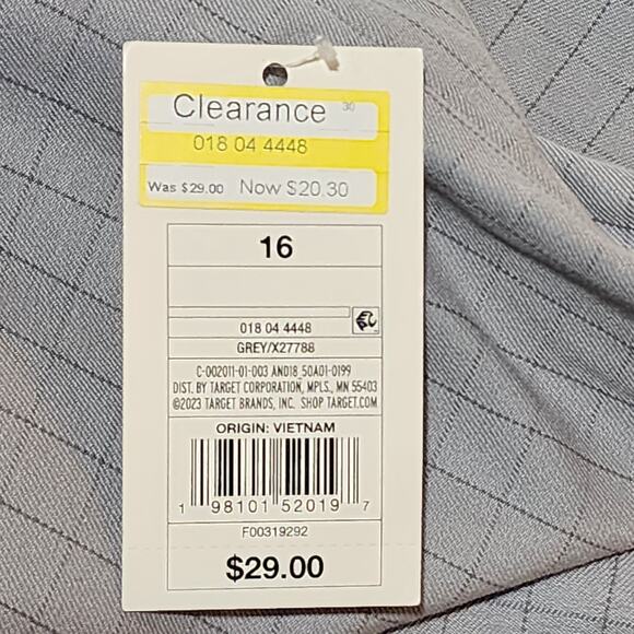 A New Day Skinny Ankle Pants High Rise Gray Stretchy Pull On Size 16 R - Picture 7 of 12